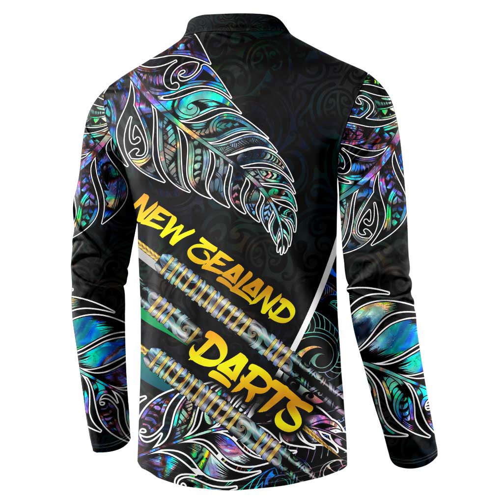 Personalised New Zealand Darts Button Sweatshirt NZ Paua Shell Maori Fern