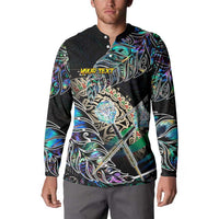 Personalised New Zealand Darts Button Sweatshirt NZ Paua Shell Maori Fern