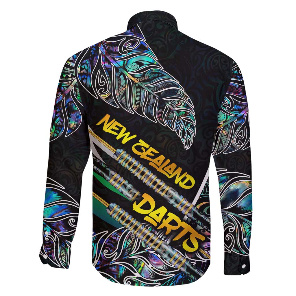 Personalised New Zealand Darts Family Matching Long Sleeve Bodycon Dress and Hawaiian Shirt NZ Paua Shell Maori Fern