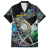 Personalised New Zealand Darts Family Matching Off Shoulder Maxi Dress and Hawaiian Shirt NZ Paua Shell Maori Fern