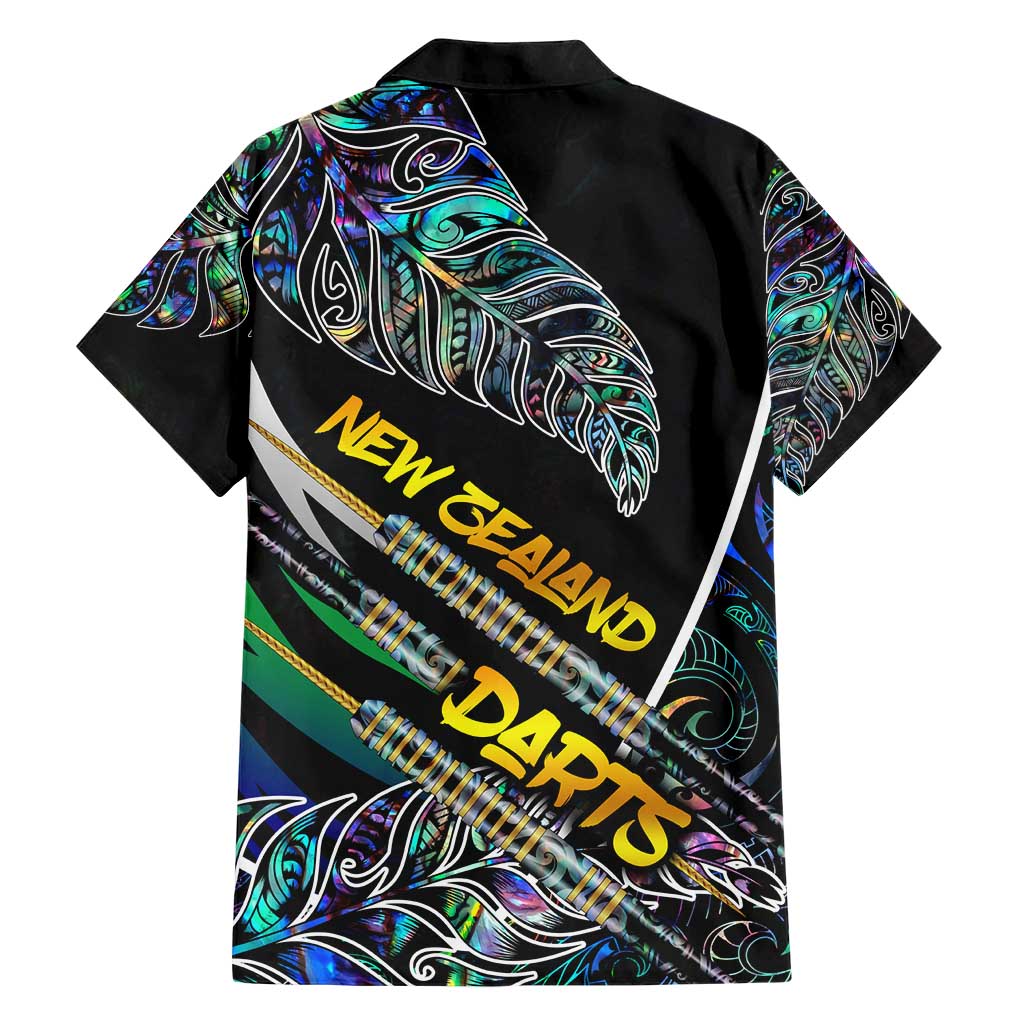 Personalised New Zealand Darts Family Matching Short Sleeve Bodycon Dress and Hawaiian Shirt NZ Paua Shell Maori Fern