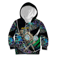 Personalised New Zealand Darts Kid Hoodie NZ Paua Shell Maori Fern