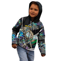 Personalised New Zealand Darts Kid Hoodie NZ Paua Shell Maori Fern