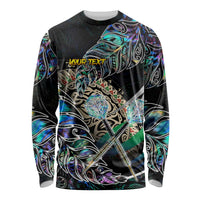 Personalised New Zealand Darts Long Sleeve Shirt NZ Paua Shell Maori Fern