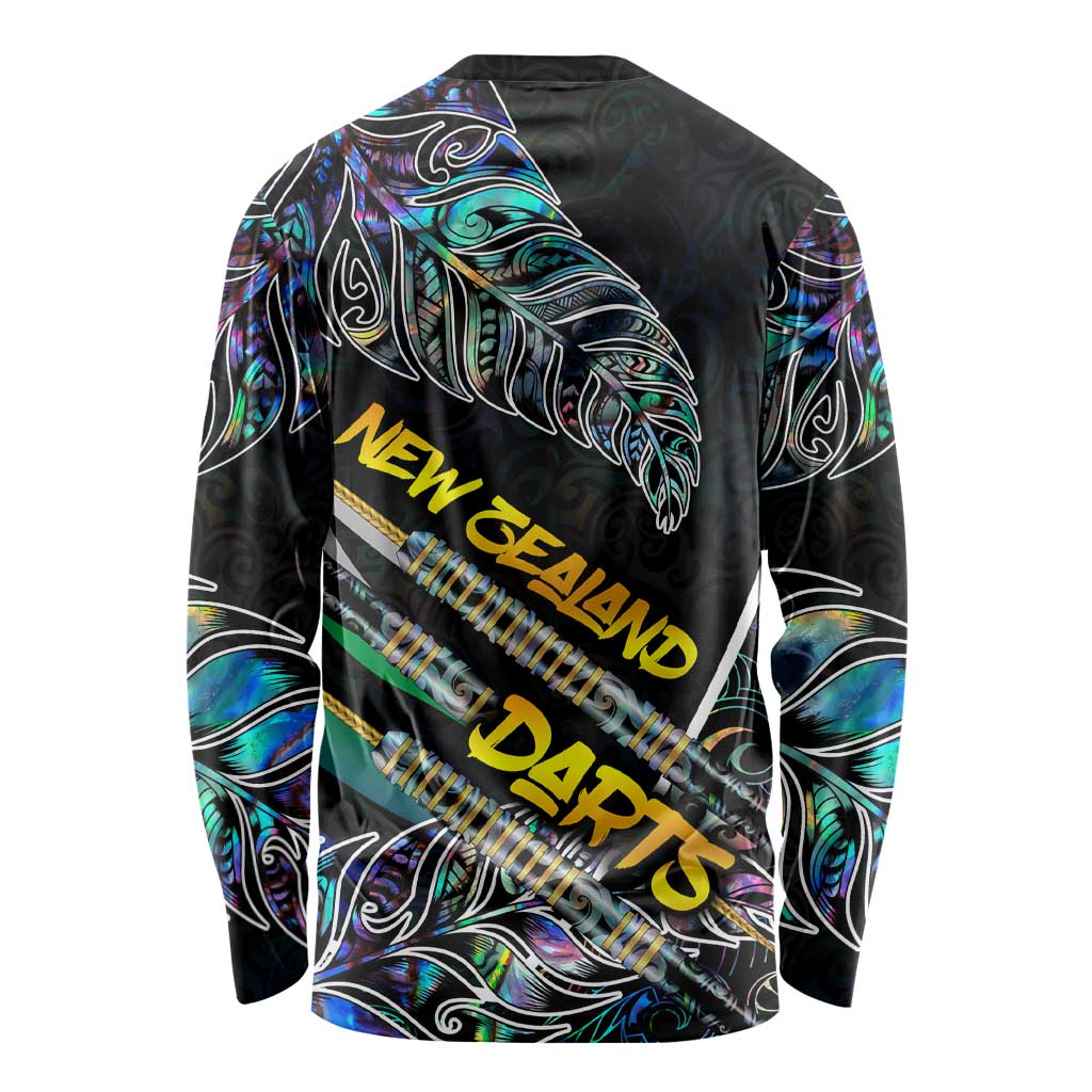 Personalised New Zealand Darts Long Sleeve Shirt NZ Paua Shell Maori Fern