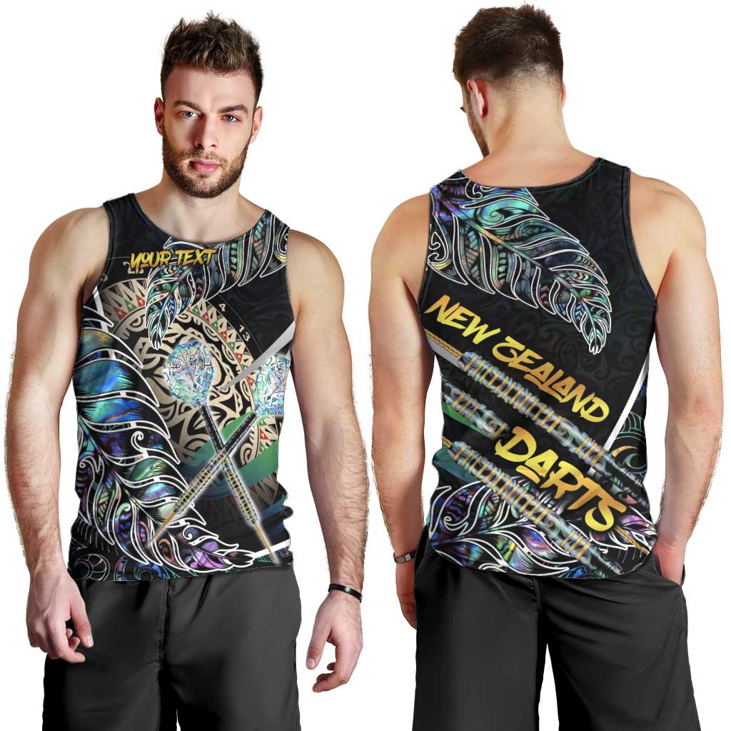 Personalised New Zealand Darts Men Tank Top NZ Paua Shell Maori Fern