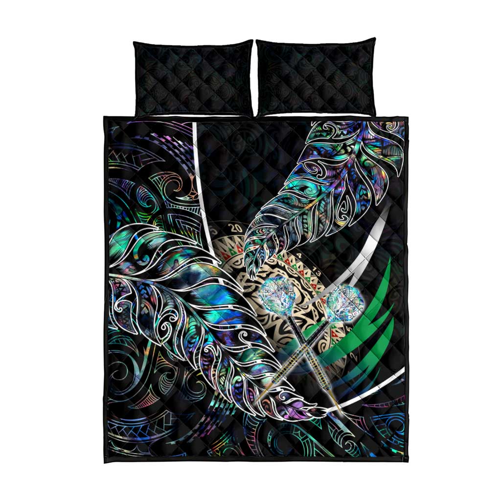 New Zealand Darts Quilt Bed Set NZ Paua Shell Maori Fern