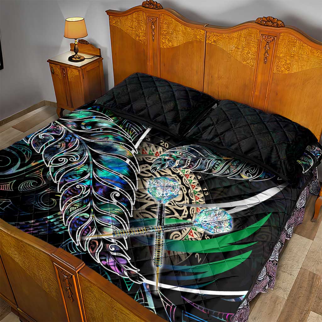 New Zealand Darts Quilt Bed Set NZ Paua Shell Maori Fern