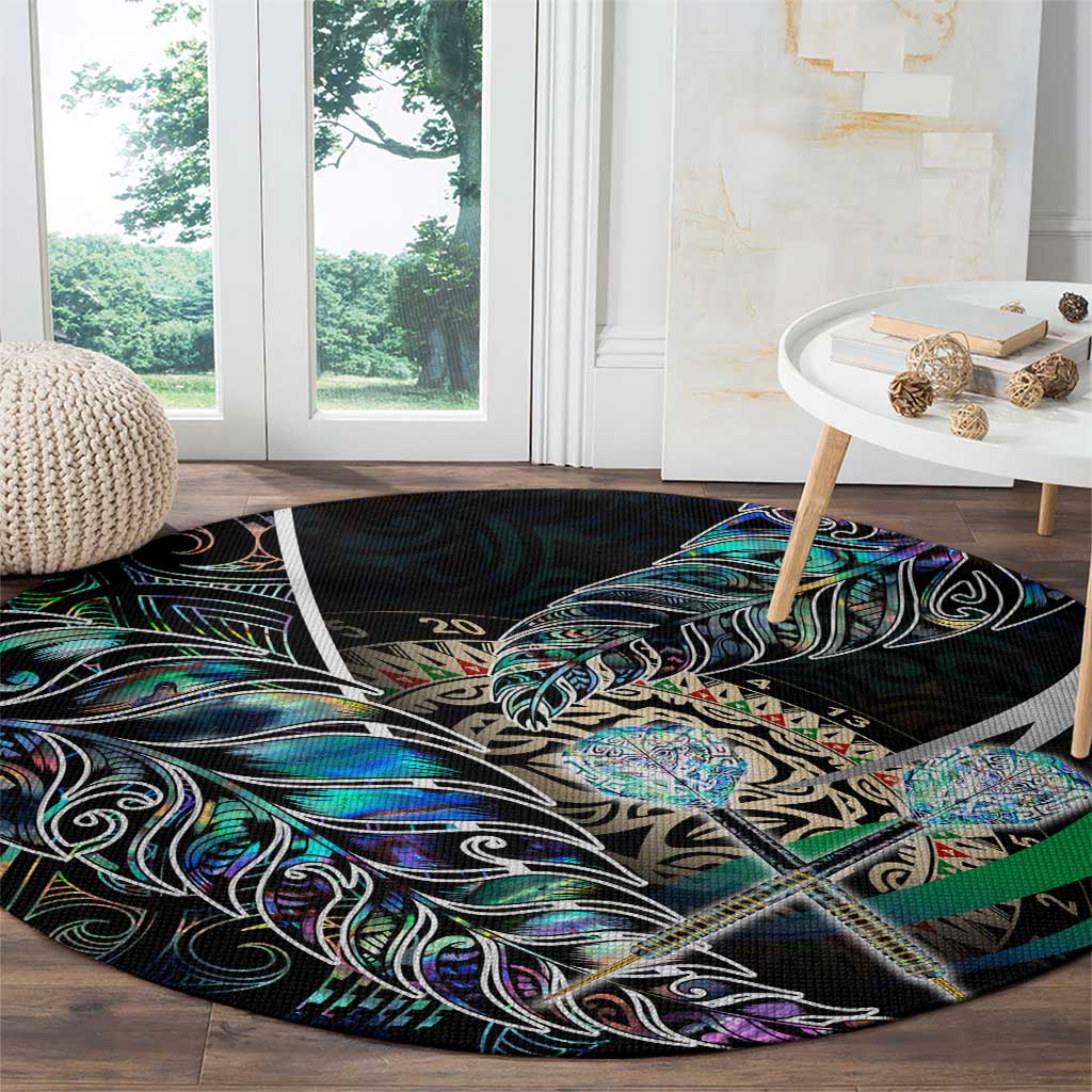 New Zealand Darts Round Carpet NZ Paua Shell Maori Fern