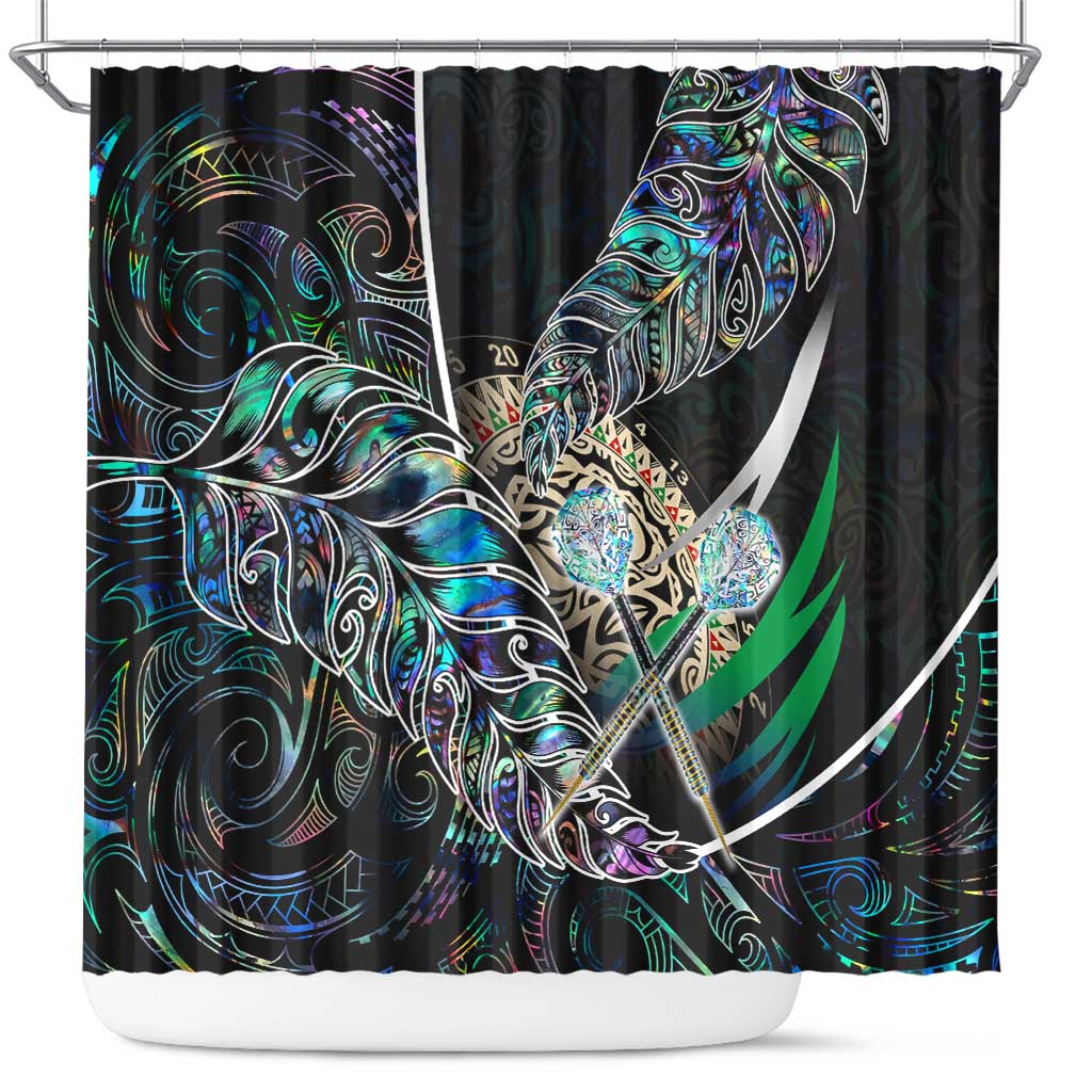 New Zealand Darts Shower Curtain NZ Paua Shell Maori Fern