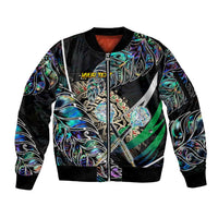Personalised New Zealand Darts Sleeve Zip Bomber Jacket NZ Paua Shell Maori Fern