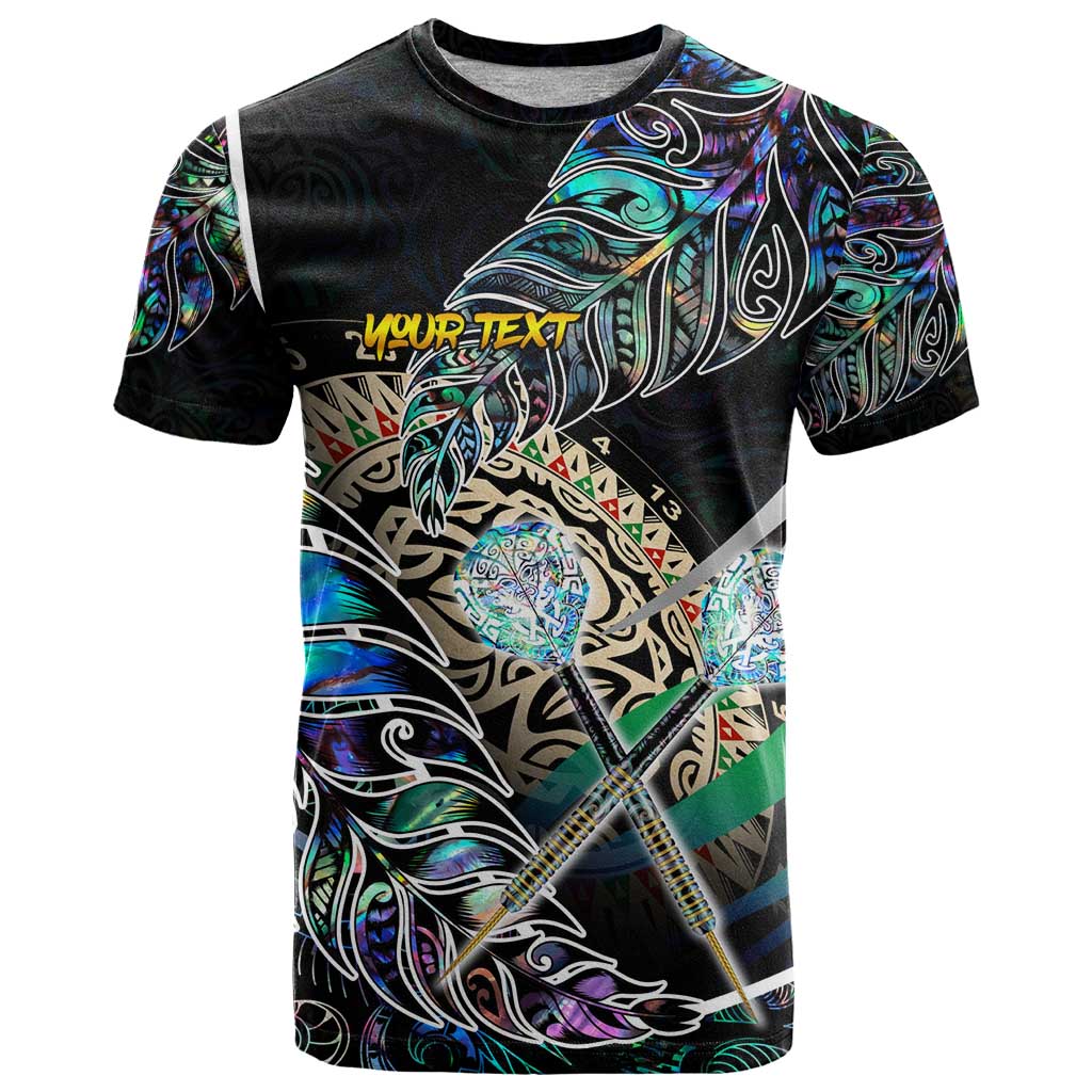 Personalised New Zealand Darts T Shirt NZ Paua Shell Maori Fern