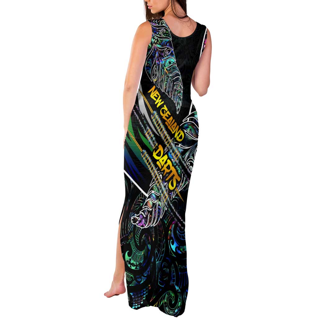 Personalised New Zealand Darts Tank Maxi Dress NZ Paua Shell Maori Fern