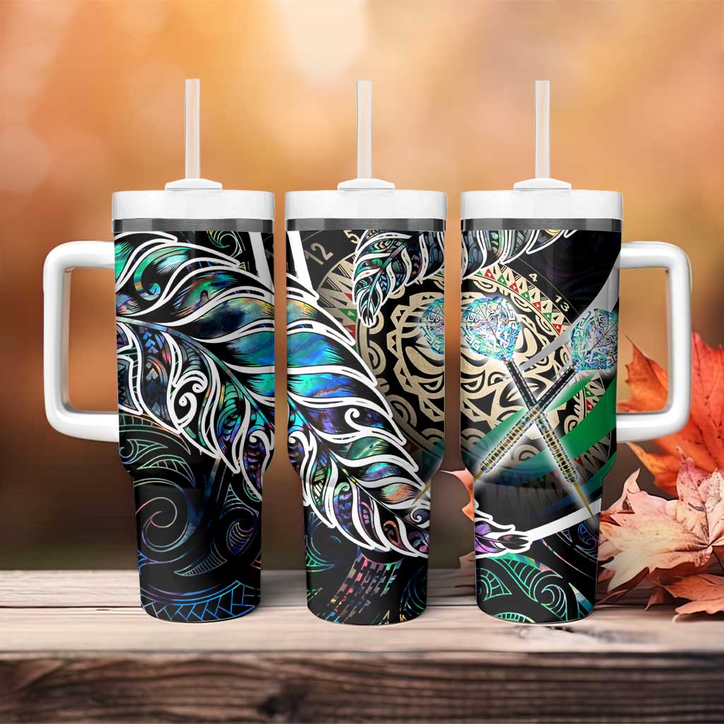 New Zealand Darts Tumbler With Handle NZ Paua Shell Maori Fern