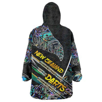 Personalised New Zealand Darts Wearable Blanket Hoodie NZ Paua Shell Maori Fern