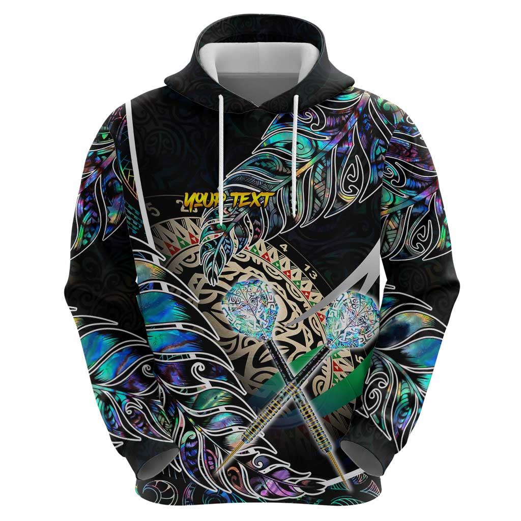 Personalised New Zealand Darts Zip Hoodie NZ Paua Shell Maori Fern
