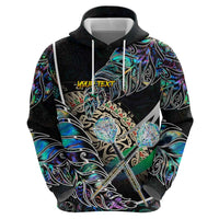 Personalised New Zealand Darts Zip Hoodie NZ Paua Shell Maori Fern