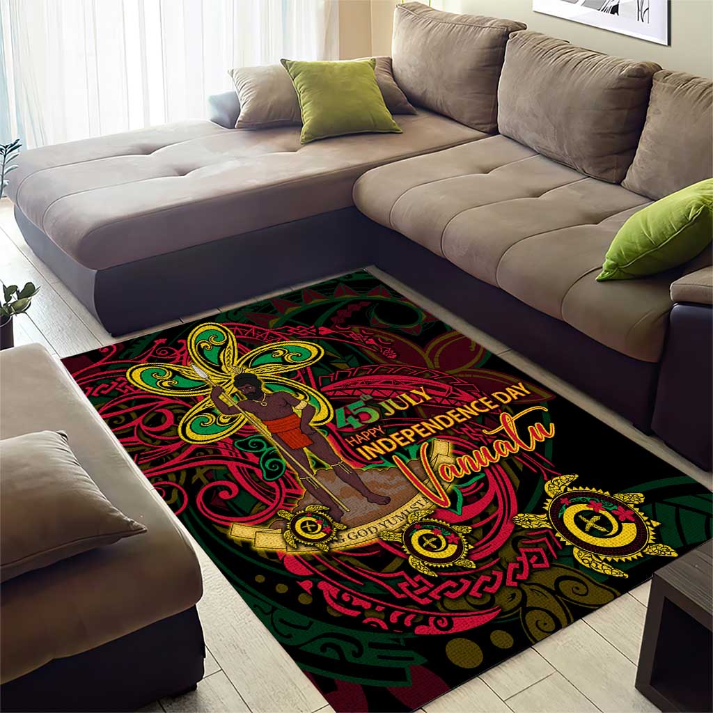 Vanuatu 45th Independence Anniversary Area Rug Flower Melanesian Namele Turtle - Polynesian Pride
