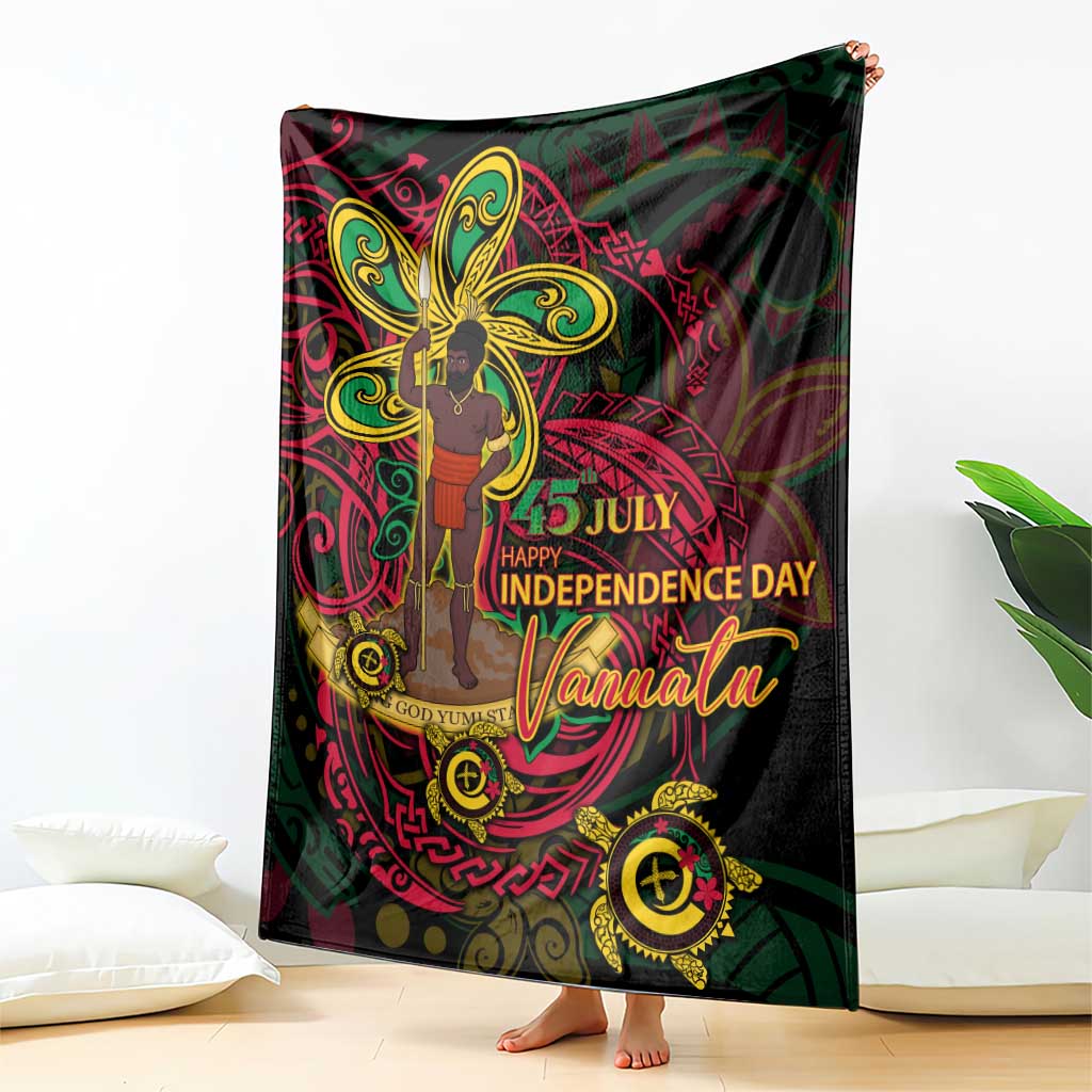 Vanuatu 45th Independence Anniversary Blanket Flower Melanesian Namele Turtle - Polynesian Pride