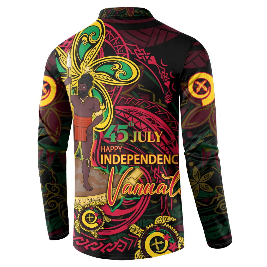 Custom Vanuatu 45th Independence Anniversary Button Sweatshirt Flower Melanesian Namele Turtle DT02 - Polynesian Pride