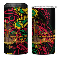 Vanuatu 45th Independence Anniversary 4 in 1 Can Cooler Tumbler Flower Melanesian Namele Turtle DT02 One Size: 16 oz Black - Polynesian Pride
