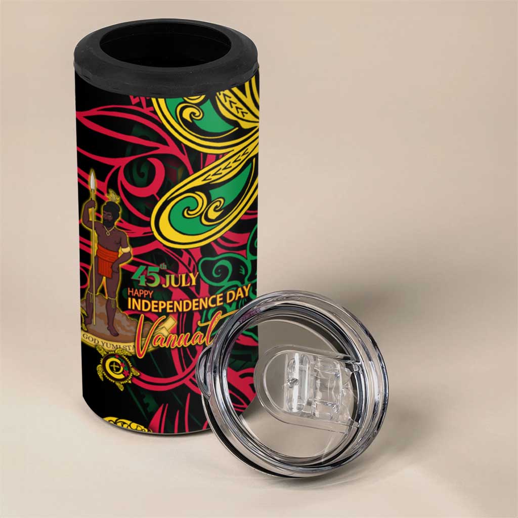 Vanuatu 45th Independence Anniversary 4 in 1 Can Cooler Tumbler Flower Melanesian Namele Turtle DT02 - Polynesian Pride