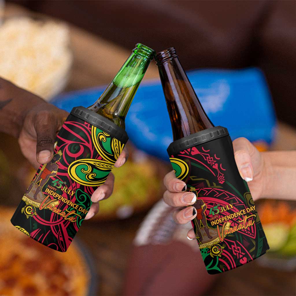 Vanuatu 45th Independence Anniversary 4 in 1 Can Cooler Tumbler Flower Melanesian Namele Turtle DT02 - Polynesian Pride