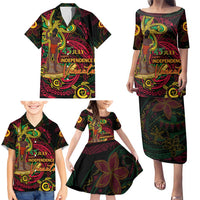 Custom Vanuatu 45th Independence Anniversary Family Matching Puletasi and Hawaiian Shirt Flower Melanesian Namele Turtle DT02 - Polynesian Pride