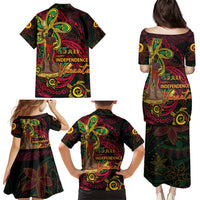 Custom Vanuatu 45th Independence Anniversary Family Matching Puletasi and Hawaiian Shirt Flower Melanesian Namele Turtle DT02 - Polynesian Pride