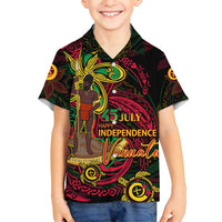 Custom Vanuatu 45th Independence Anniversary Family Matching Puletasi and Hawaiian Shirt Flower Melanesian Namele Turtle DT02 Son's Shirt Black - Polynesian Pride