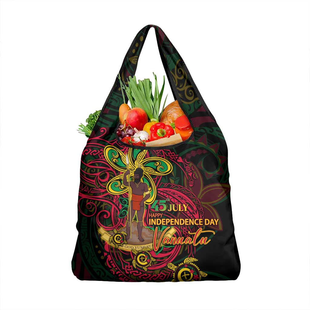 Vanuatu 45th Independence Anniversary Grocery Bag Flower Melanesian Namele Turtle - Polynesian Pride