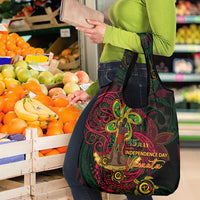 Vanuatu 45th Independence Anniversary Grocery Bag Flower Melanesian Namele Turtle - Polynesian Pride