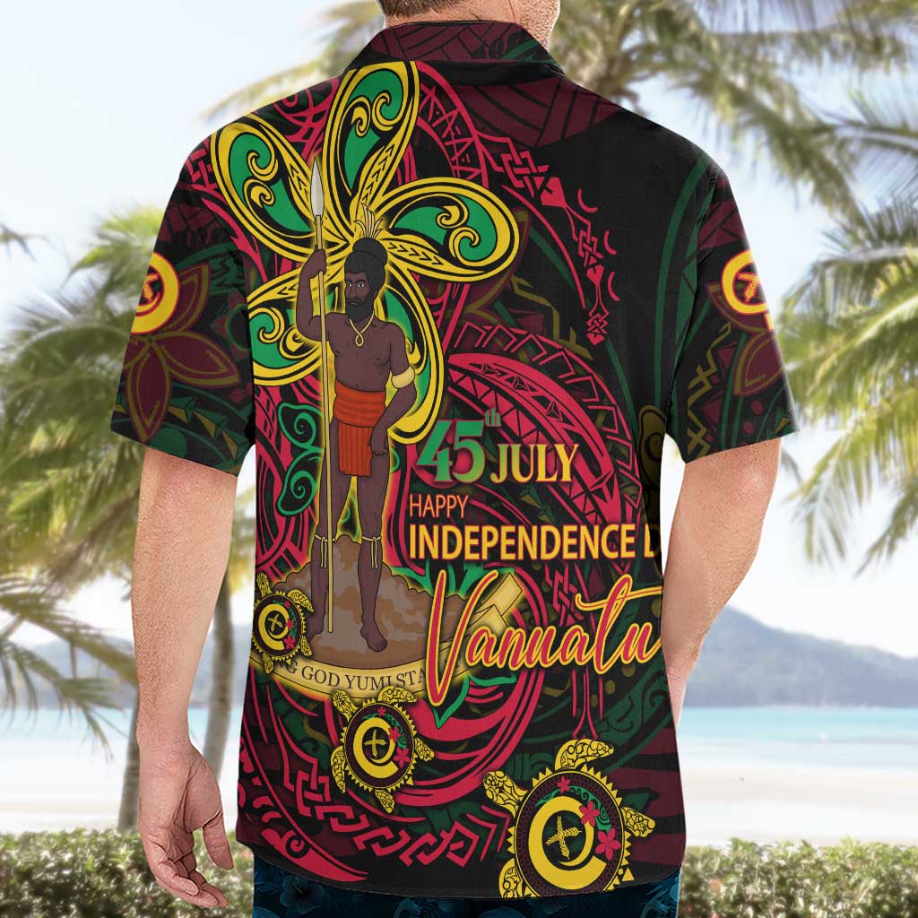 Custom Vanuatu 45th Independence Anniversary Hawaiian Shirt Flower Melanesian Namele Turtle DT02 - Polynesian Pride