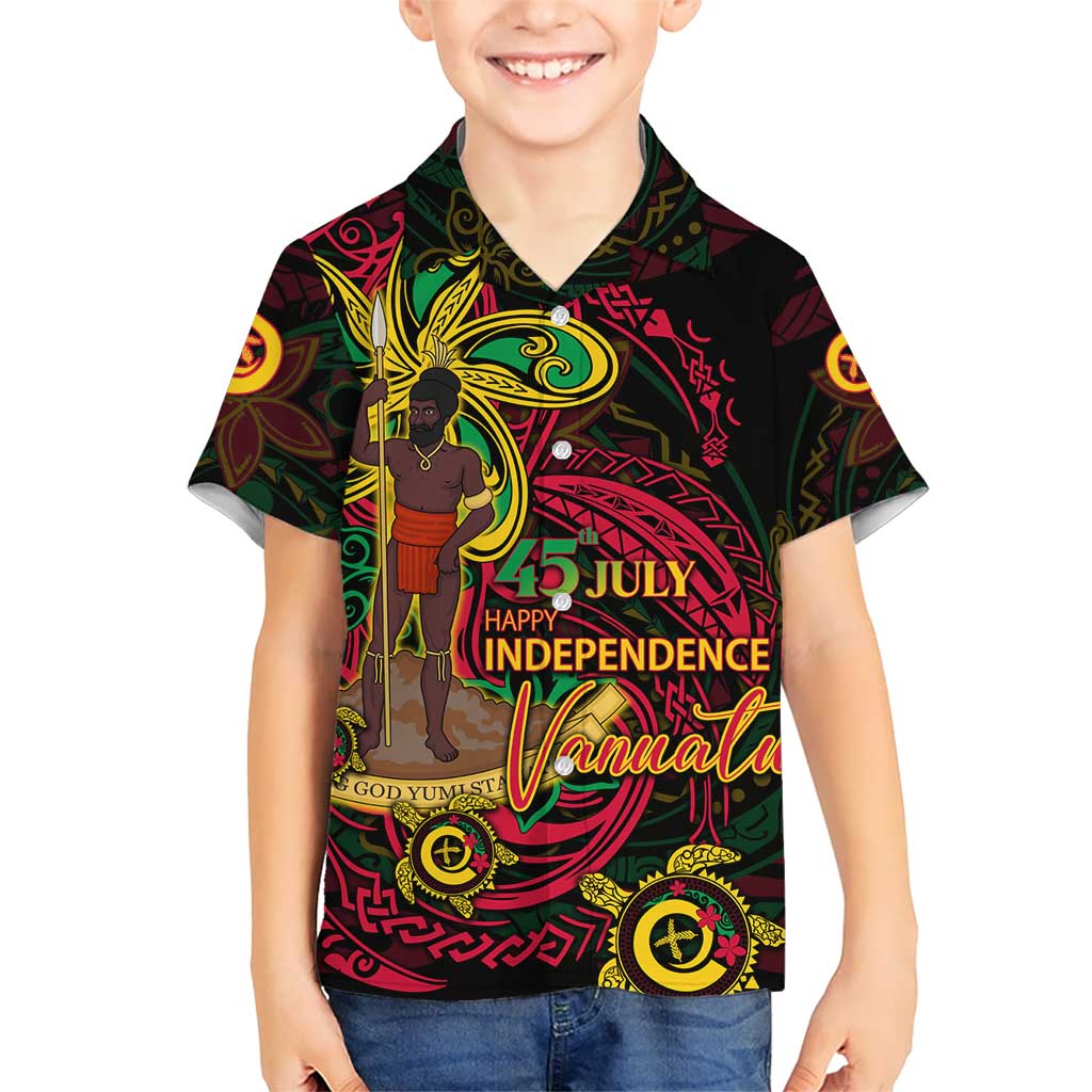 Custom Vanuatu 45th Independence Anniversary Hawaiian Shirt Flower Melanesian Namele Turtle DT02 - Polynesian Pride