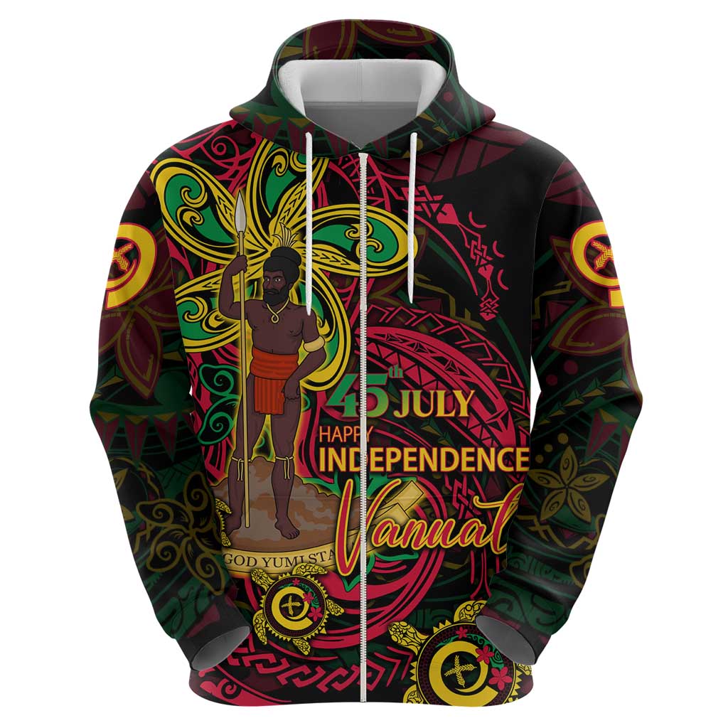 Custom Vanuatu 45th Independence Anniversary Hoodie Flower Melanesian Namele Turtle - Polynesian Pride