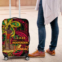 Vanuatu 45th Independence Anniversary Luggage Cover Flower Melanesian Namele Turtle DT02 Black - Polynesian Pride