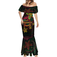 Custom Vanuatu 45th Independence Anniversary Mermaid Dress Flower Melanesian Namele Turtle - Polynesian Pride