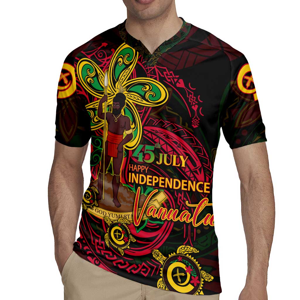Custom Vanuatu 45th Independence Anniversary Rugby Jersey Flower Melanesian Namele Turtle DT02 - Polynesian Pride