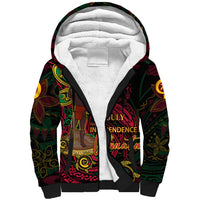 Custom Vanuatu 45th Independence Anniversary Sherpa Hoodie Flower Melanesian Namele Turtle DT02 Unisex Black - Polynesian Pride