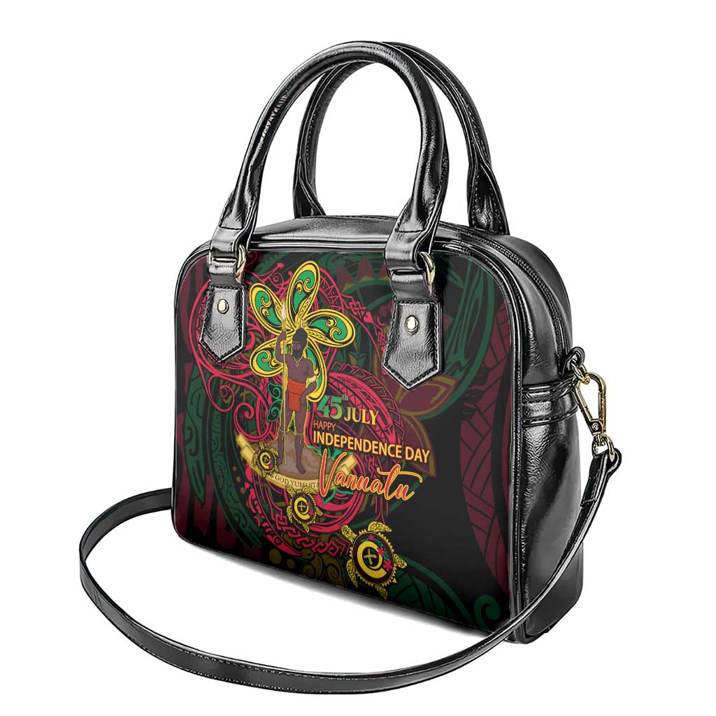 Vanuatu 45th Independence Anniversary Shoulder Handbag Flower Melanesian Namele Turtle - Polynesian Pride