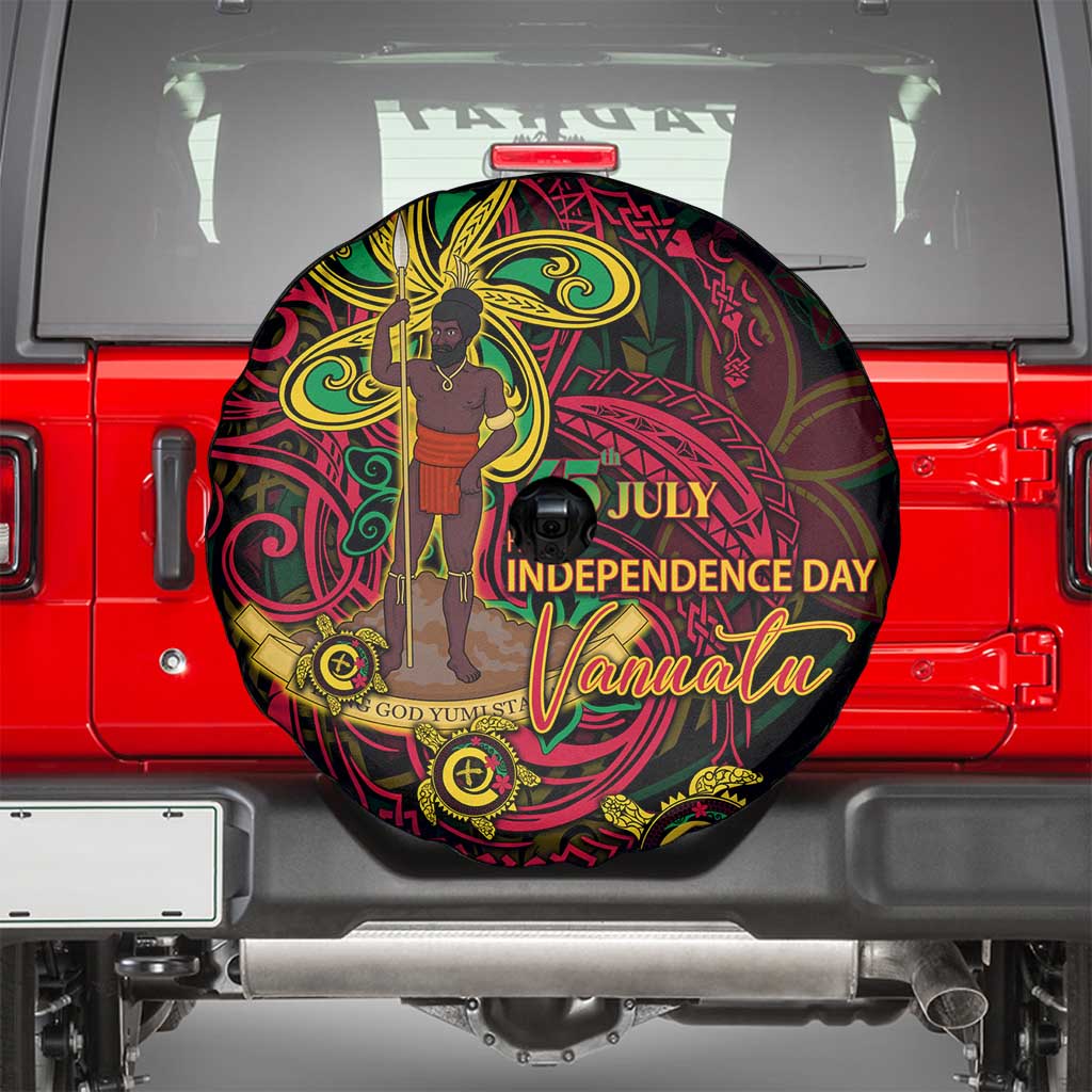 Vanuatu 45th Independence Anniversary Spare Tire Cover Flower Melanesian Namele Turtle - Polynesian Pride