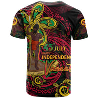 Custom Vanuatu 45th Independence Anniversary T Shirt Flower Melanesian Namele Turtle - Polynesian Pride
