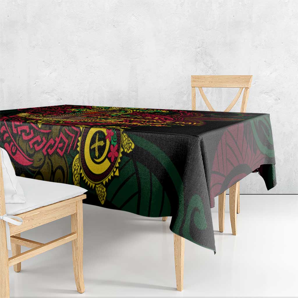 Vanuatu 45th Independence Anniversary Tablecloth Flower Melanesian Namele Turtle DT02 - Polynesian Pride