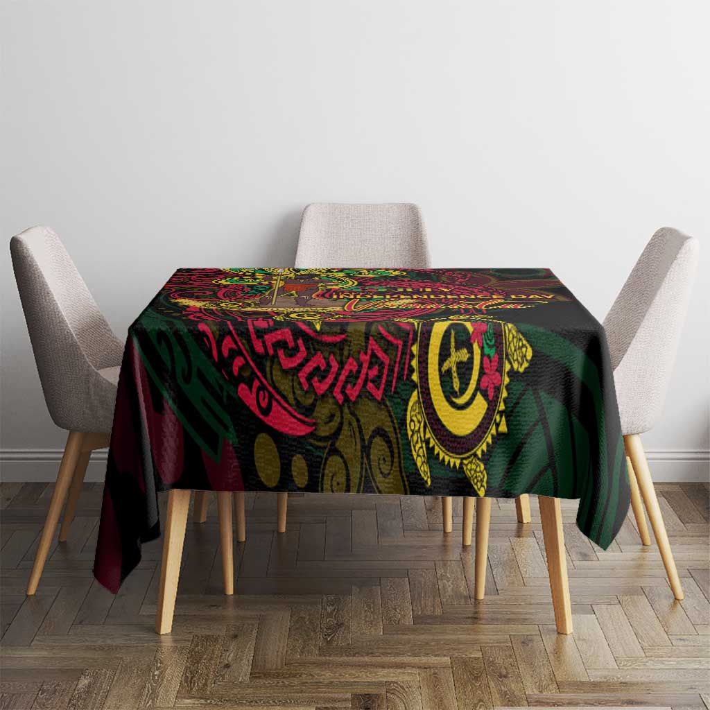 Vanuatu 45th Independence Anniversary Tablecloth Flower Melanesian Namele Turtle DT02 - Polynesian Pride