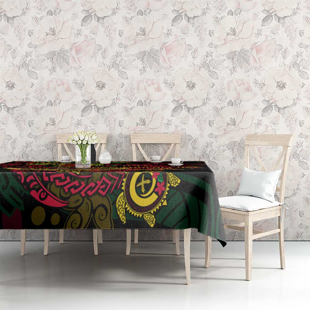 Vanuatu 45th Independence Anniversary Tablecloth Flower Melanesian Namele Turtle DT02 - Polynesian Pride