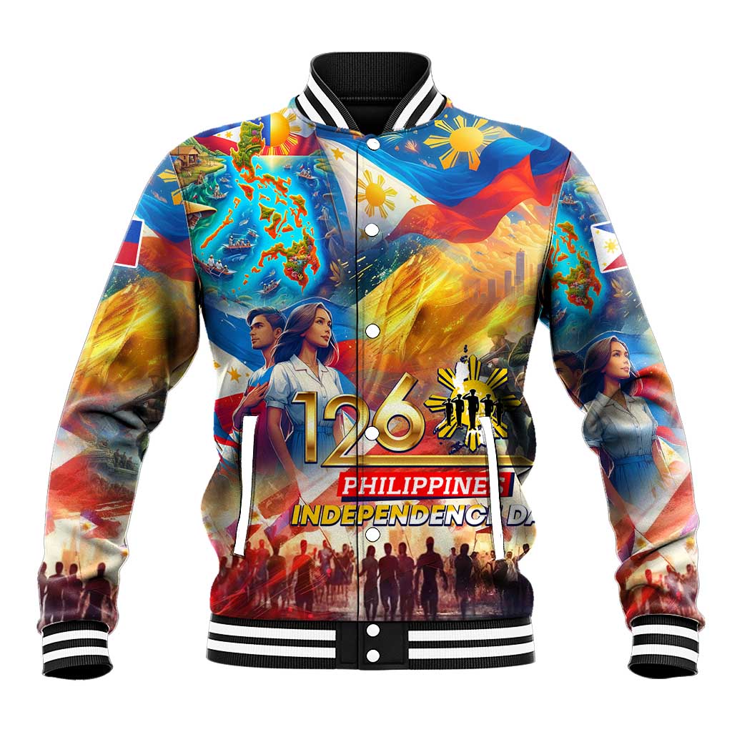 Custom The Philippines 126th Independence Anniversary Baseball Jacket Art Style - Polynesian Pride