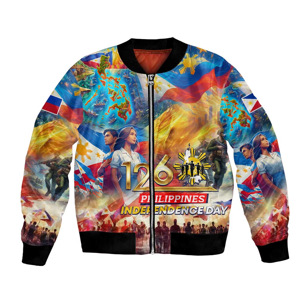 Custom The Philippines 126th Independence Anniversary Bomber Jacket Art Style - Polynesian Pride