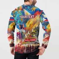 Custom The Philippines 126th Independence Anniversary Button Sweatshirt Art Style - Polynesian Pride