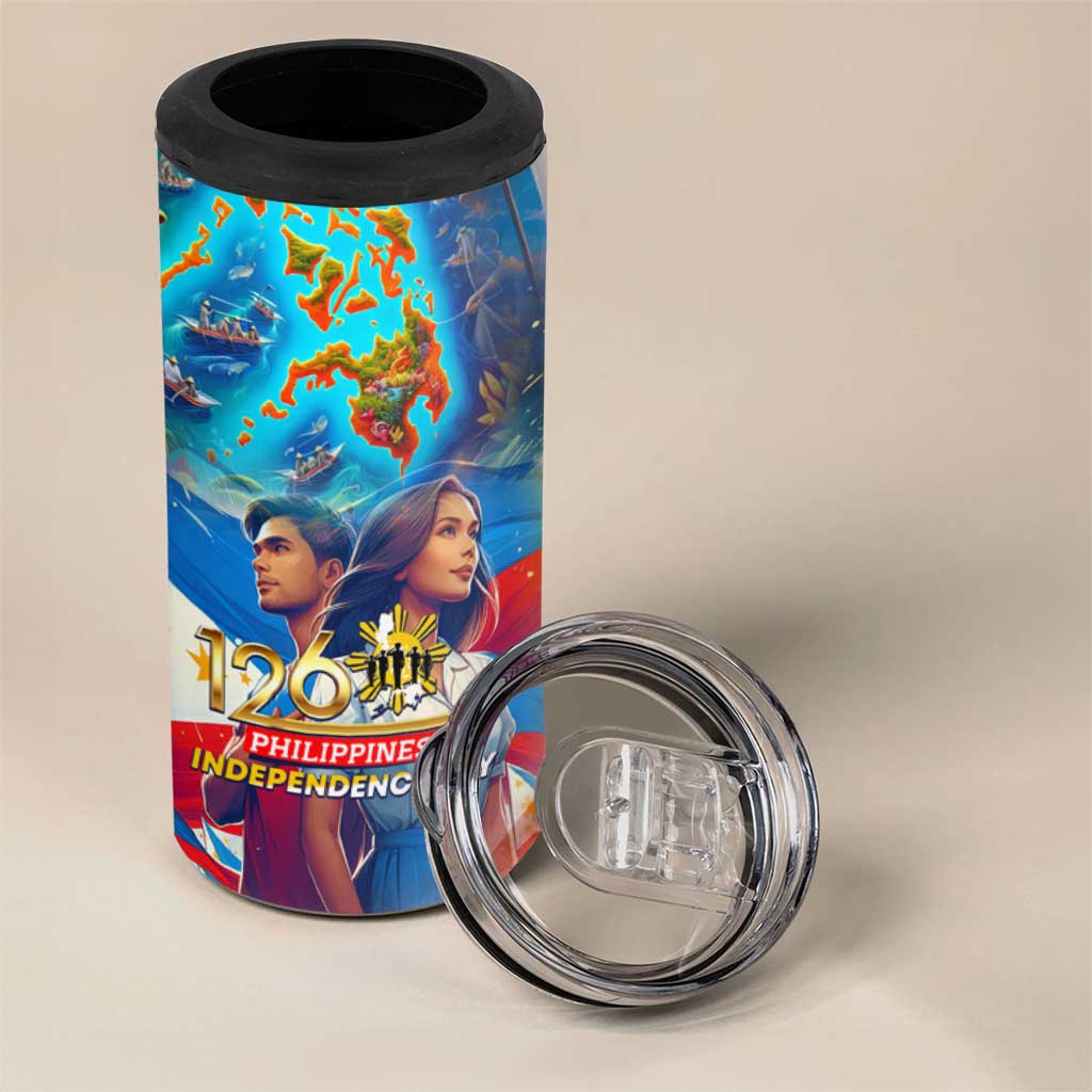 The Philippines 126th Independence Anniversary 4 in 1 Can Cooler Tumbler Art Style - Polynesian Pride