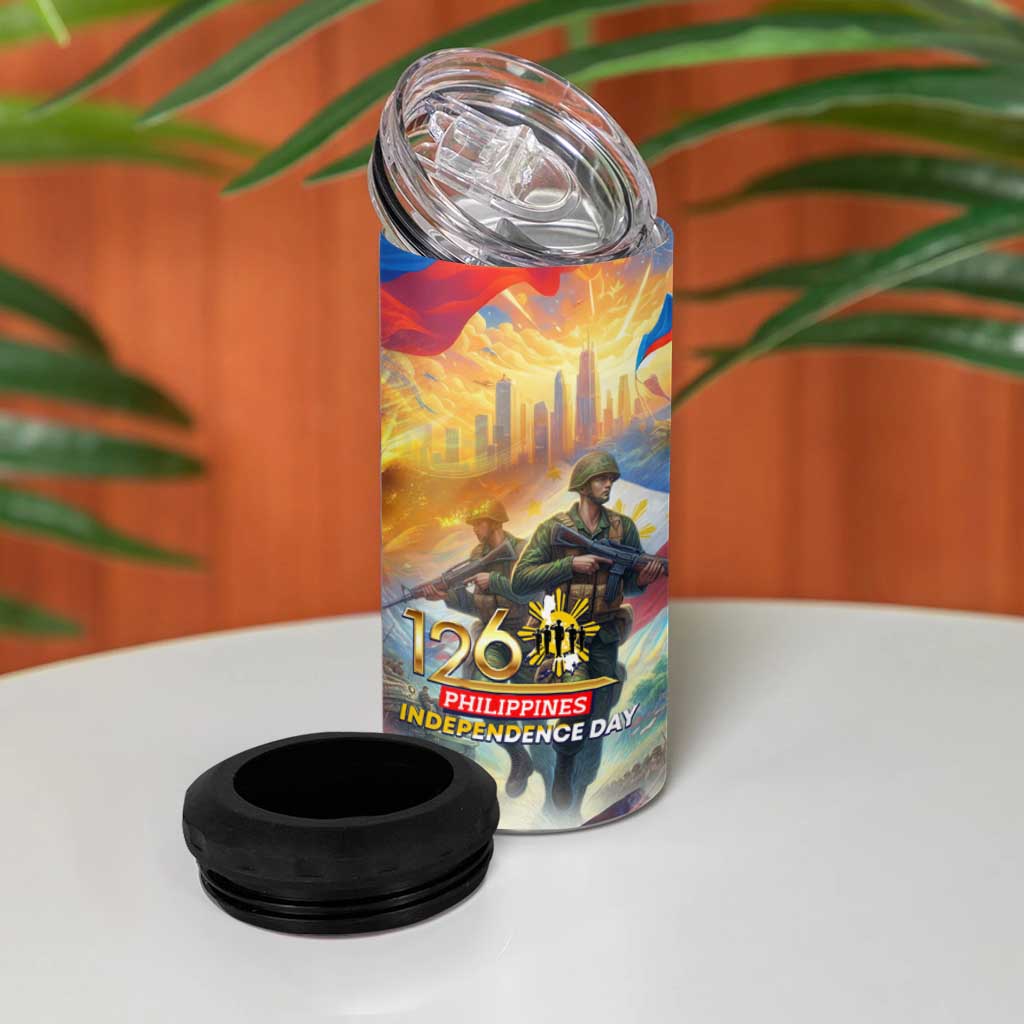 The Philippines 126th Independence Anniversary 4 in 1 Can Cooler Tumbler Art Style - Polynesian Pride